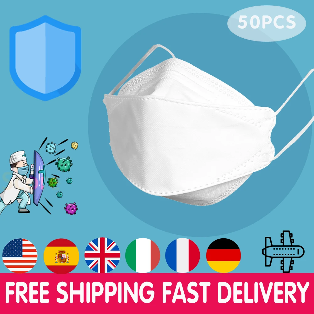 

50PCS Disposable KN95 Mask Mouth Face 95% Filtration Cotton Mouth Masks Anti-Dust Filter Mascarillas as ffp3 ffp2 N95 KN94