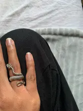 1 Uds estereoscópica nuevo Retro Punk muy grandes anillo de serpiente de la personalidad de la moda serpiente anillo ajustable con apertura de la joyería como regalo