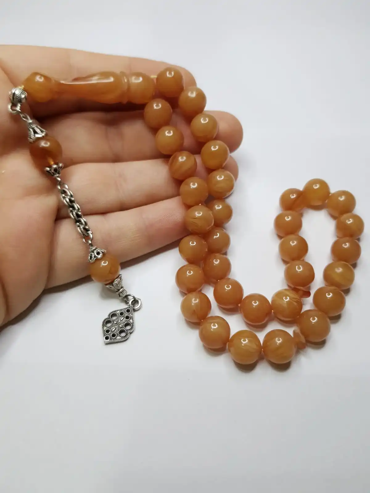 Кольцо со сдавливаемым янтарным розам Tasbih не потускнеет молитва Исламский