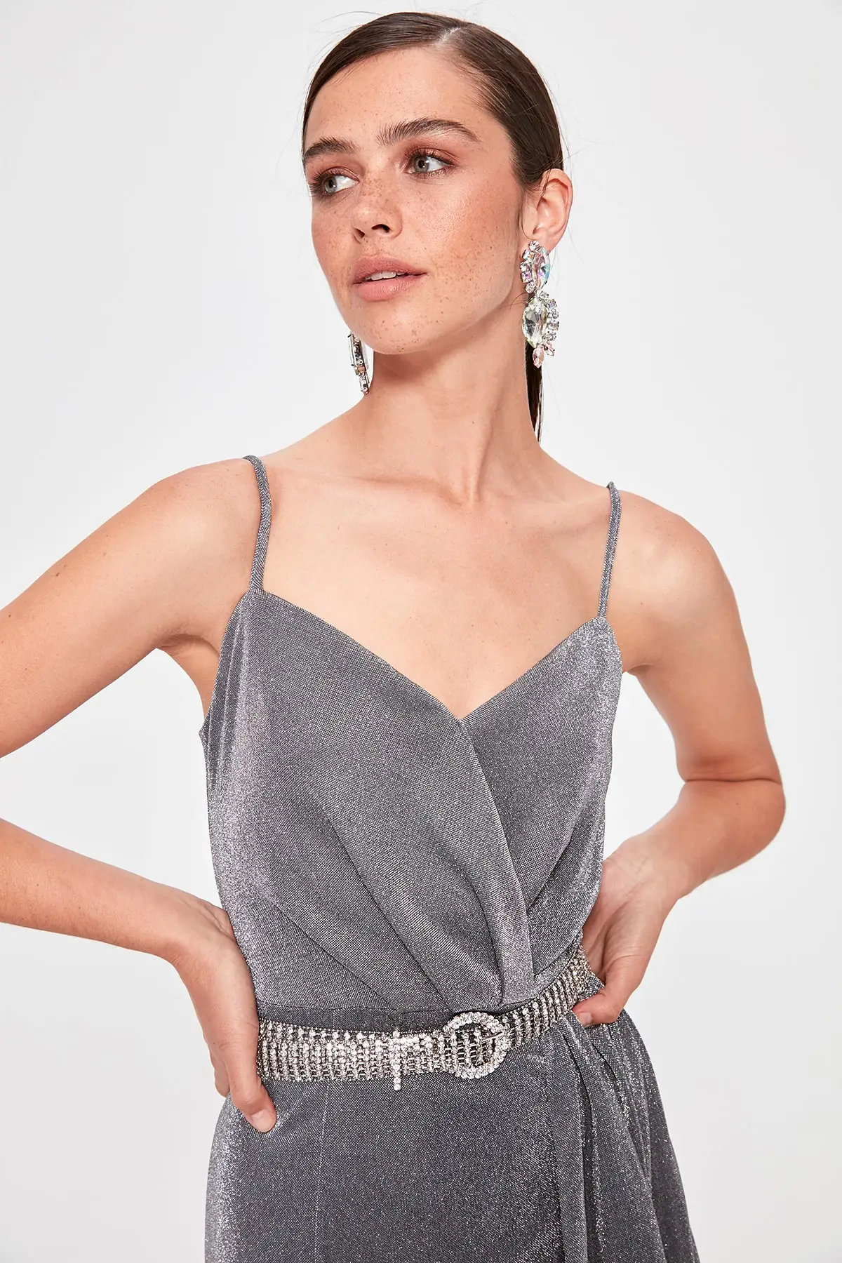 Trendyol серебряное ДРАПИРОВАННОЕ вечернее платье TPRSS19AE0127|Вечерние платья| |