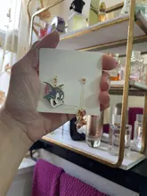 Pendientes con diseño de gato y ratón para mujer, aretes largos y salvajes con Clips para las orejas, joyería sencilla