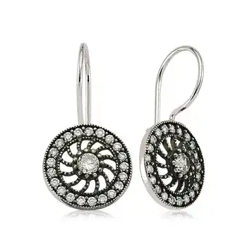 

Merve Silver Silver Cubic Zirconia Dangle Flower Earrings