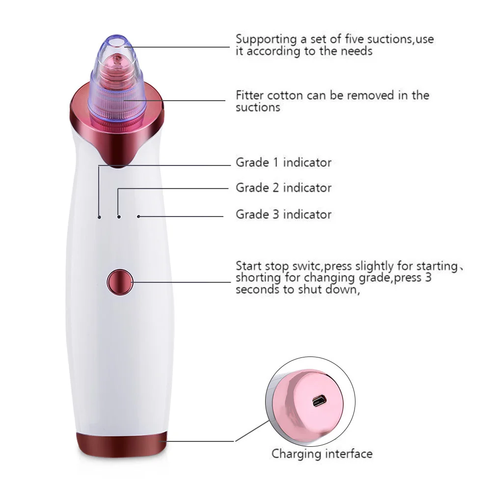 Вакуумное средство для удаления угрей, всасывающее средство для пилинга акне, очищающее средство для поры лица, уход за кожей лица, алмазная микродермабразия, косметическая машина