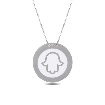 

KUTAYDAN Laser Fatma Master Hand Round Plate Pendant 925 Sterling Silver