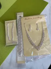 Conjunto de joyería de plata con diamantes de imitación para mujer, conjunto de collar, pendientes y pulsera, accesorios de joyería de boda