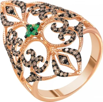 

Jay VI ring with diamonds and emeralds in red gold