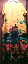 Cotton Linen Dress Robe Patchwork Floral-Printed VONDA Female Women Stylish Autumn S-5XL