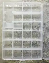 Caja de almacenamiento de joyería ajustable, organizador artesanal de cuentas, varias rejillas, plástico transparente, portátil, 24 ranuras