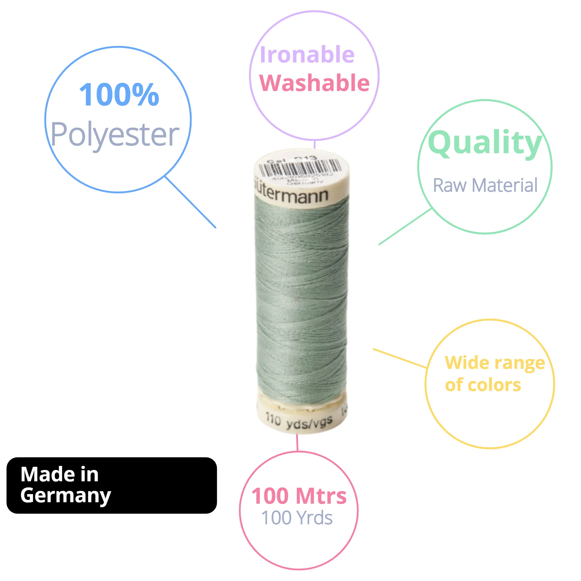 

Gutermann Polyester Sew-All Purpose Thread, 100m/110 Yd,