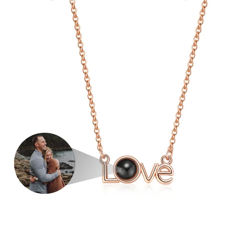 Dascusto New Fashion Picture Necklace Custom Love Word Projection Photo Pendant Necklace Memorial Anniversary Jewelry For Women