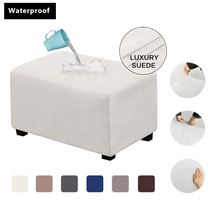 

WaterProof Elastic Ottoman Footstool Cover Stretch Sofa Funiture Protector Washable Sofa Foot Rest Stool Cover Ottoman Slipcover
