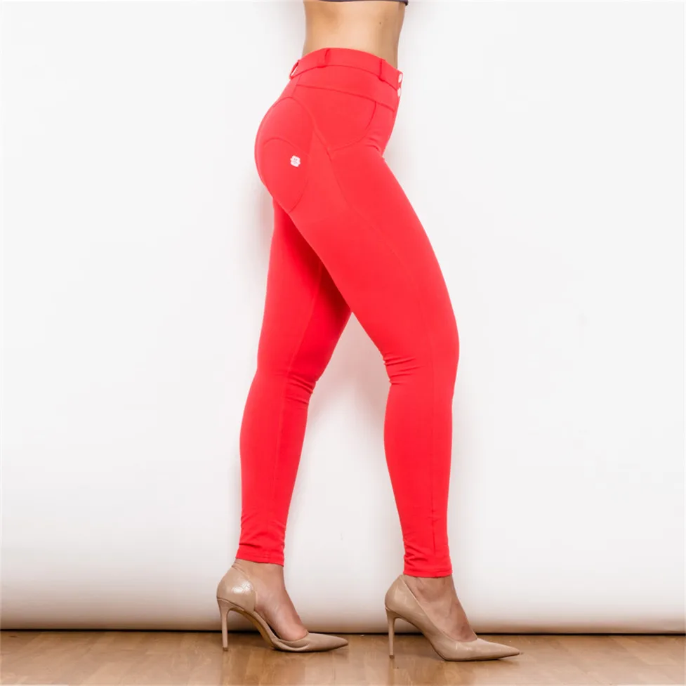 Melody Red Women Jeggings Skinny Body Fitting Push Up Pants Fitness Slim  High Elastic Active Wear Workouts Outfits