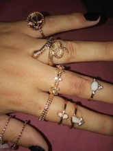 Tocona 9 unids/set lujo oro anillos para las mujeres cristal duro transparente piedra serpiente hueco redondo geométrico joyería бижутерия 7054