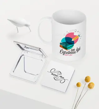 

Personalized Best Teacher Themed White Mug Mirror Set-3