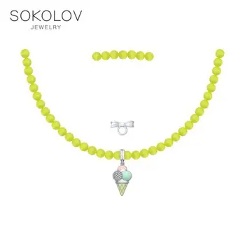

SOKOLOV necklace of silver and enamel fianitami, fashion jewelry, 925, women's/men's, male/female