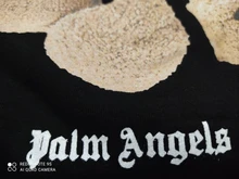 Palm Angels caqui de dibujos animados oso hombres amantes de las mujeres modelos de pareja de moda de algodón pantalón corto Casual manga T-camisa de cuello redondo
