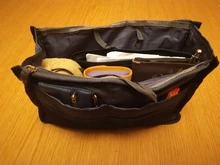 Organizador de viaje de nailon para mujer, bolso grande líneas, maquillaje, cosmético