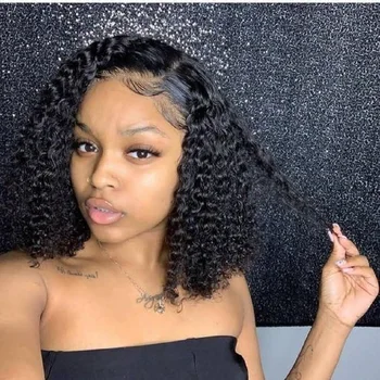 

Short Curly Human Hair Wig Part Lace Front Human Hair Wigs For Black Women Kinky Curly Wig Beaudiva Hair Bob Wig