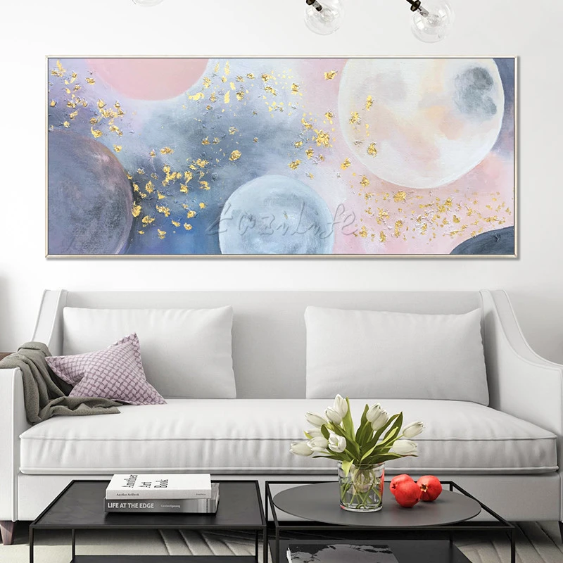 Toile De Peinture Abstraite Moderne Boule Geometrique Or Rose Gris Peinture Cuadros Decorative Mur Acrylique Abstrait Art Photos Decor Pour Maison Aliexpress