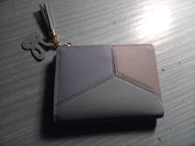 Billetera corta con cremallera para mujer, monedero con paneles a la moda, tarjetero de cuero