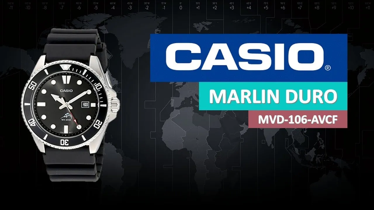 Оптическими зумом Casio марлина мужские часы жесткий MDV 106 1A резиновый ремешок для