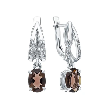 

Silver earrings with раухтопазами and cubic zirconia sunlight sample 925