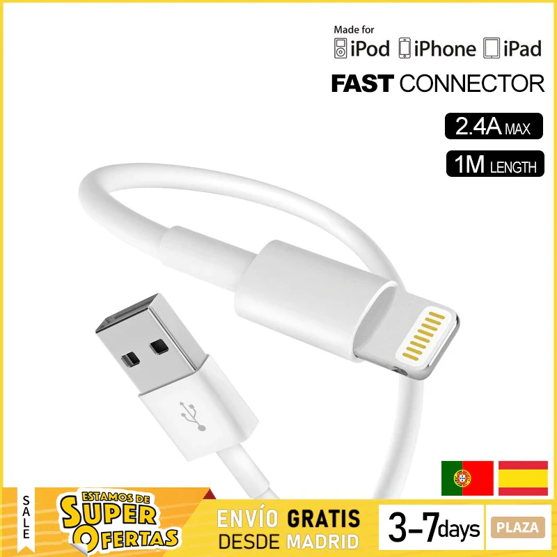 Кабель Lightning/USB 2.4A для передачи данных зарядное устройство кабель быстрой зарядки