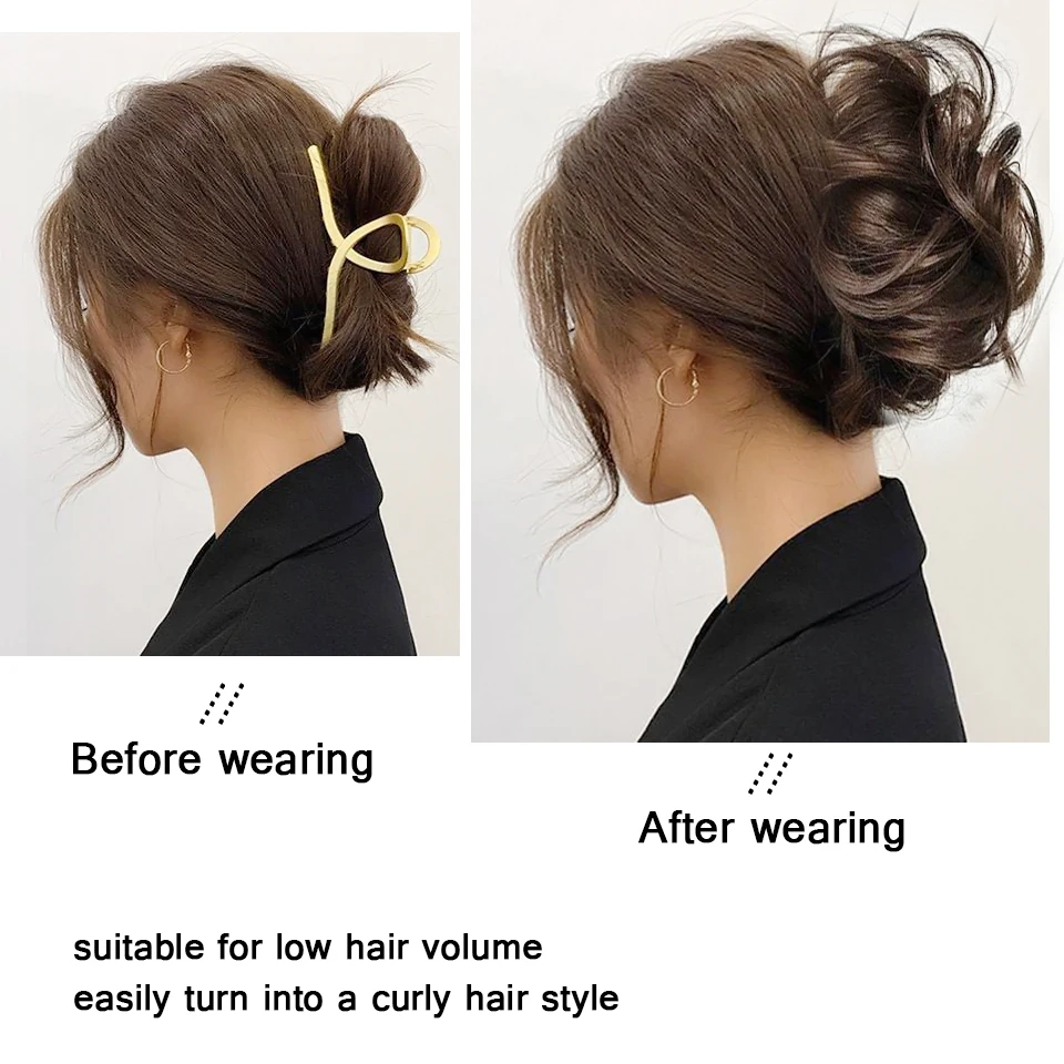 Synthetic Hair Bun Chignon for Women Messy Bun Hair Piece Tousled Updo Hair Extensions With Claw Clip Curly Hairpins Black Brown