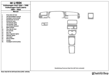 

Interior lining for Volkswagen Golf 1994-1998. Set L1924.