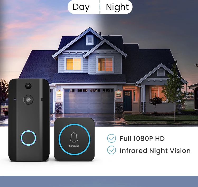 smart intercom system Simshine WIFI Doorbell Smart Home Wireless Phone AI Door Bell Camera Security Video Intercom 1080P HD Night Vision For Apartment doorbell intercom system