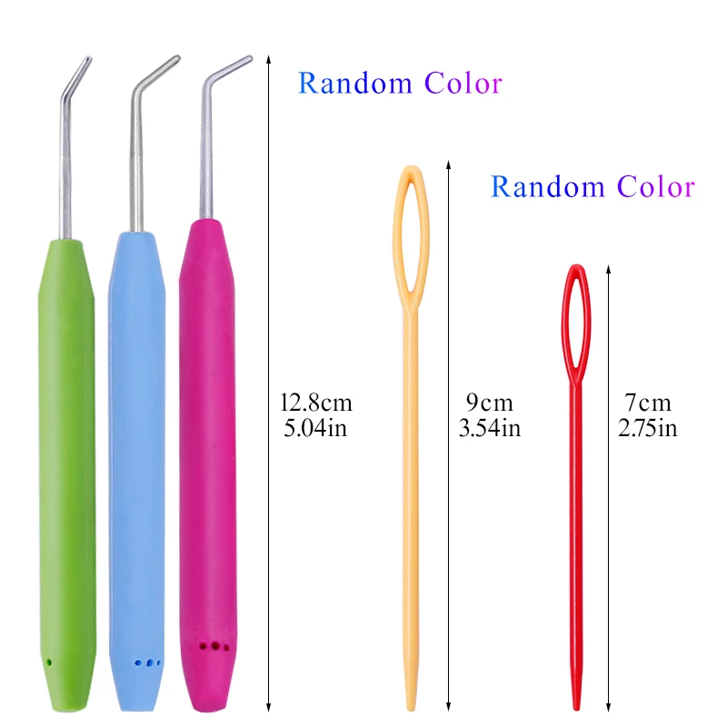 RORGETO 24pcs/Set 12.5cm Bending Crochet Hooks Plastic Knitting Needles  Hook Wool Yarn Needle DIY Tools Sewing Crochet Accessory