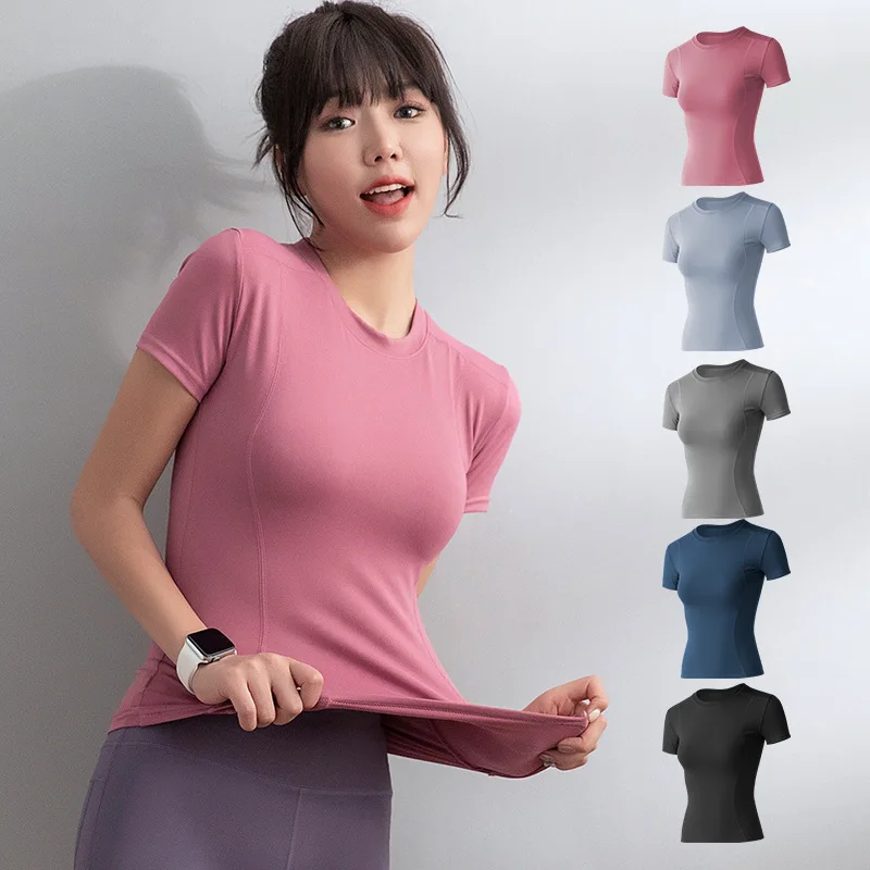 Seamless Yoga Shirts Women Quick Dry Running Tops Tight Workout Gym Tees Female Short Sleeve Fitness Sports T-Shirts Jerseys