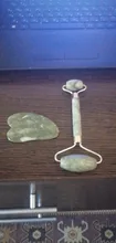 Gua Sha-masajeador de piedra Jade para cara, rodillo de Jade verde para estiramiento Facial, antiarrugas, 2/1 Uds.
