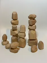 Juego de bloques de construcción Montessori para niño, juguete de construcción con piedras naturales de arcoíris, bloques creativos de madera, juguetes de aprendizaje para bebé, regalo para chico, 20 piezas
