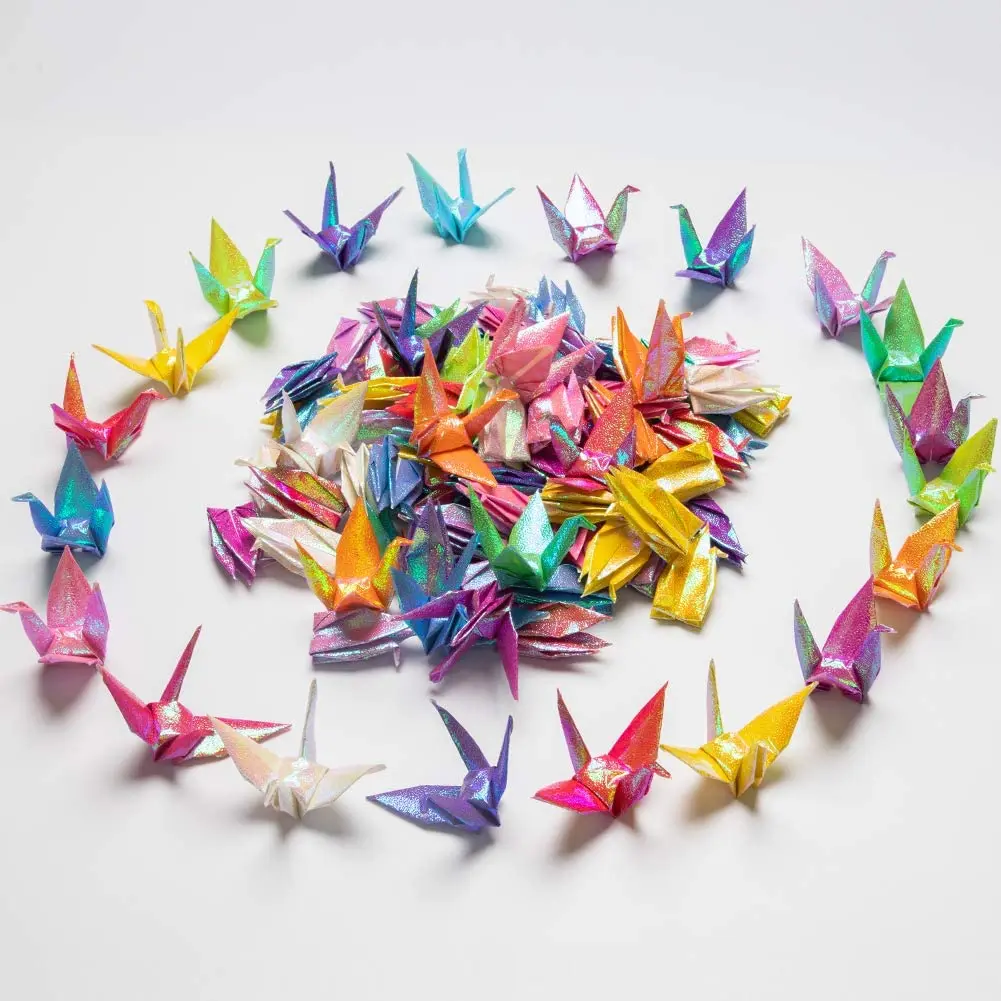 Tanio 100 sztuk Premade papier Origami dźwigi opalizujący składany papier sklep