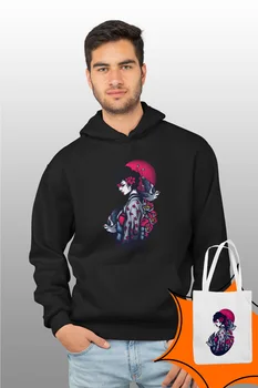 

Angemiel Wear Geisha Black Male Hooded Sweatshirt Bags Kombin