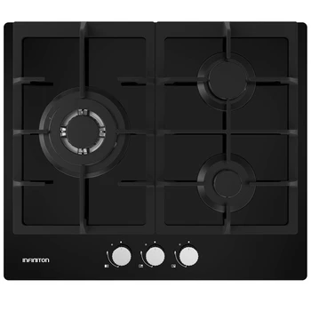 

Gas plate INFINITON GG-331-black crystal Plate, 3 Burners 60cm. Wide