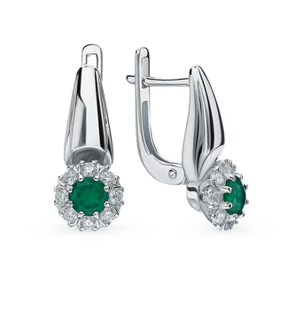 

Silver earrings with cubic zirconia and agate sunlight sample 925