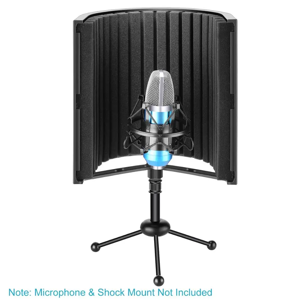 Neewer Tabletop Compact Microphone Isolation Shield+Tripod Stand Mic Sound Absorbing Foam for Studio Sound Recording Podcasts
