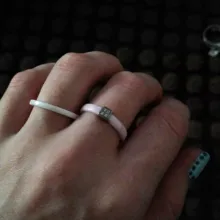 3MM Width Smooth Ceramic Rings For Women Pink Black White Thin Pick Ceramic Ring Unique