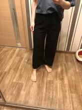 Pantalones de punto finos para mujer, pantalón suelto, de pierna ancha, cintura elástica, hasta el tobillo, talla grande, S-4XL