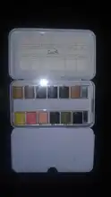 SeamiArt-caja de lata de 12 colores, pintura de acuarela sólida, Color agua para dibujos animados y retratos, suministros de Arte de dibujo
