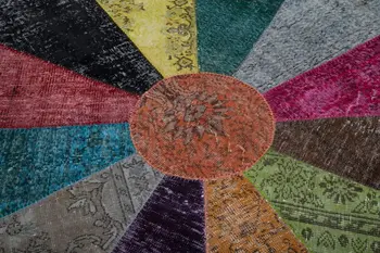 

203x203 Cm Multicolor Handmade Round Patchwork Rug-7x7 Ft