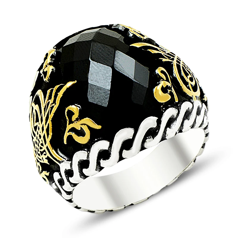 

925 Silver Traditional Ottoman Symbol Printed Rings for Men
