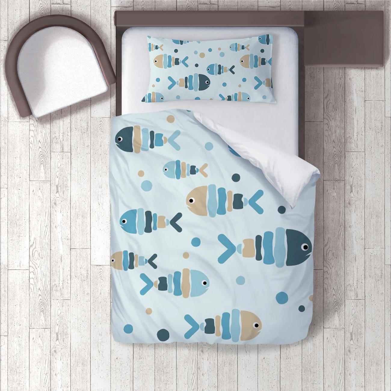 

Duvet Cover Set Bedding Set Pillow Case for Baby and Kids Room 3D Printed Blue Fish Model 1412