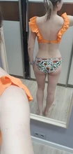 Bikini-Sets Biquinis Bathing-Suit CUPSHE Swimwear Women Orange Floral-Bottom Two-Pieces