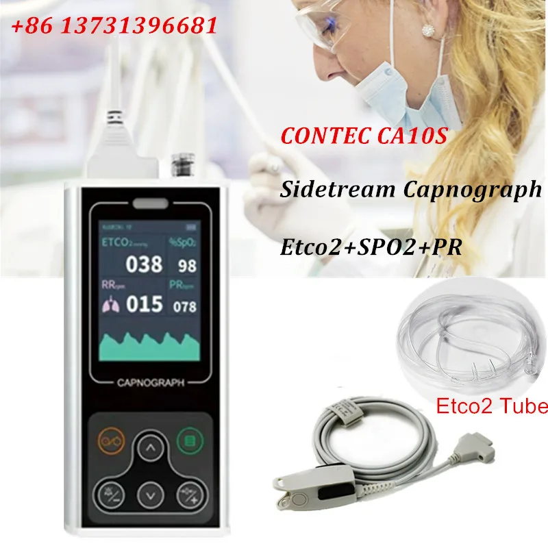 CONTEC Brand  CA10S Capnograph ETCO2 Sidestream Patient Monitor CO2 SPO2 PR Respiratory Color