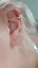 Pendiente de hoja de oro para mujer, 1 Uds., Clip de circonio encantador, pendiente de oreja de oro sin Piercing, joyería