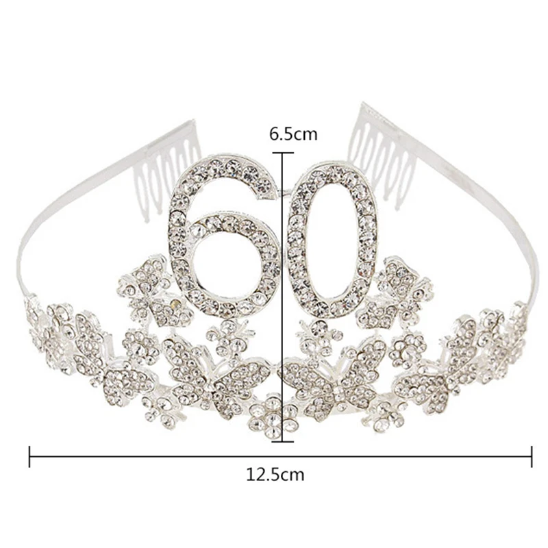 10th 13th 16th 18th 21st Birthday Sash and Crown for Girl Silver Crystal Tiara and Satin Sash Birthday Party Decoration Supplies