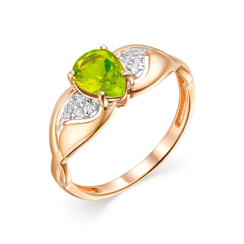 

Gold ring with хризолитом and cubic zirconia sunlight